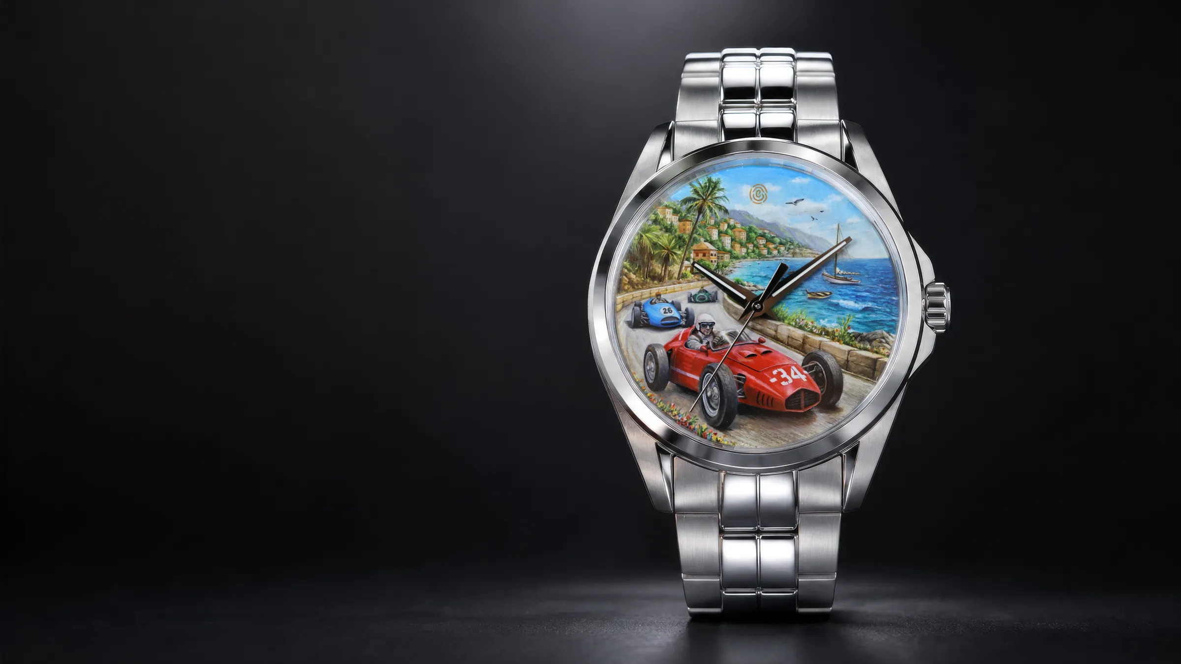 Coastal dial watch, studio portrait